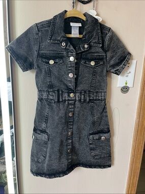 Rachel Zoe Washed Black Denim Button-Up Dress